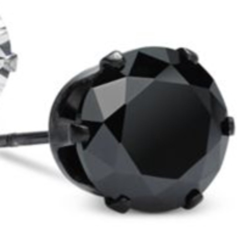 Men's Black Cubic Zirconia Stud Earrings